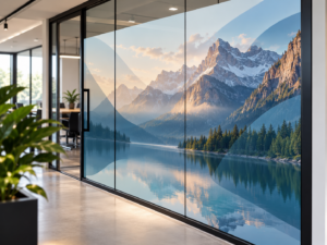 Bedruckte Glasfolie mit individuellem Landschaftsmotiv