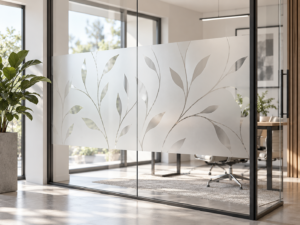 Milchglasfolie mit individuellem Blatt- und Dekormuster