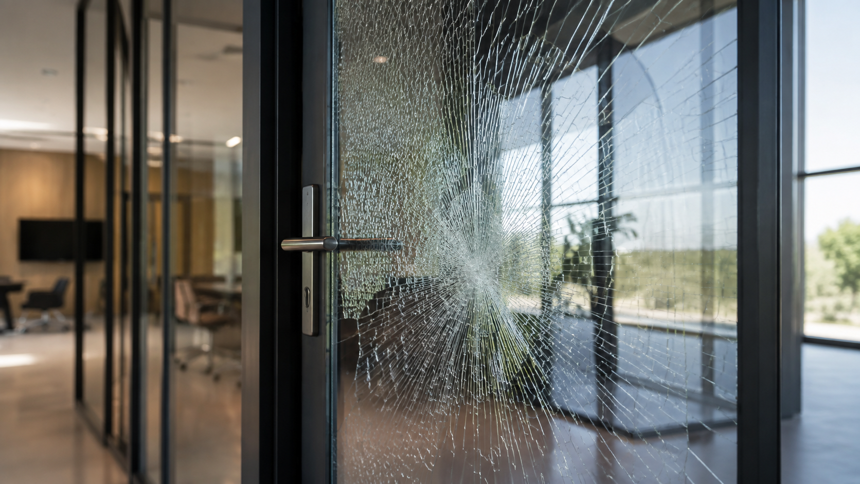 Splitterschutz-Anwendung im Büro